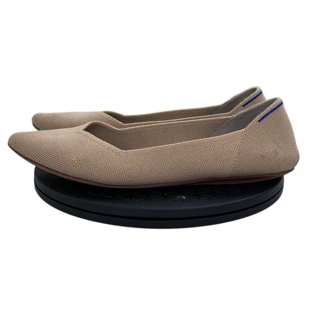 Womens Rothy's The Point II Knit Pointed-Toe Cocktail Ballet Flat SZ 8.5 Beige